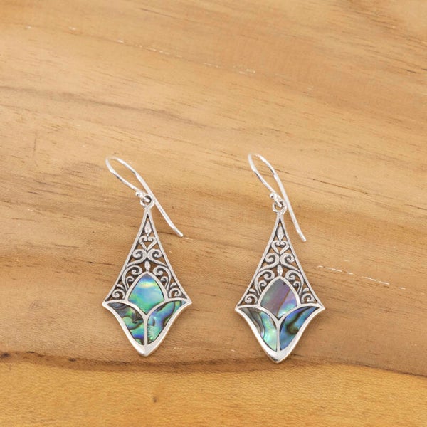 Paua hang oorbellen ruit