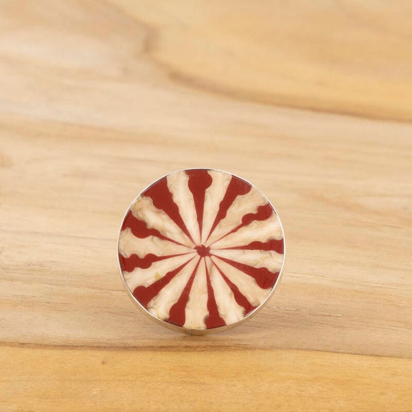 Beige rood ronde verstelbare ring