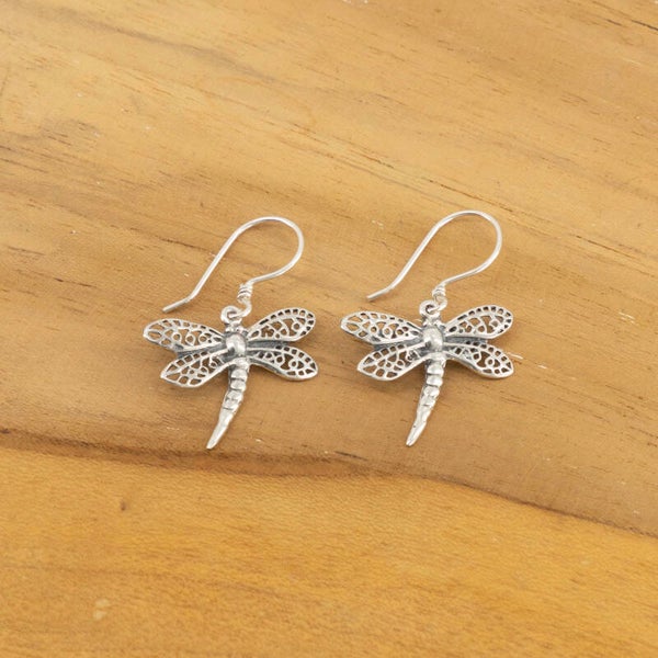 Libelles zilver oorhangers