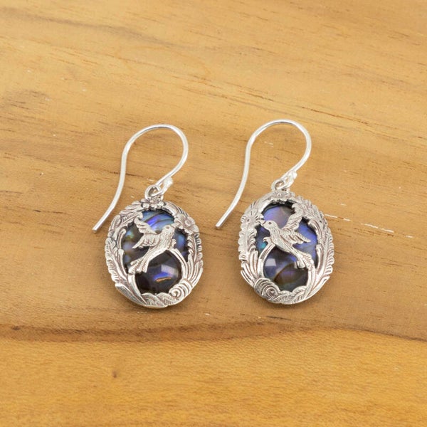 Kolibrie abalone oorhangers