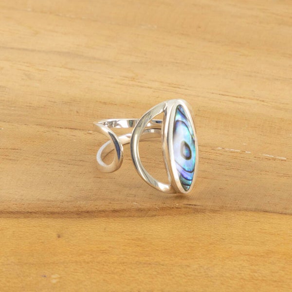 Paua ovaal verstelbare ring 1.8