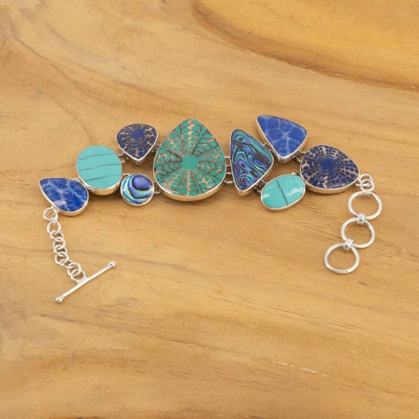 Blauw turkoois schelp armband