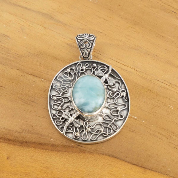 Larimar met libelles hanger