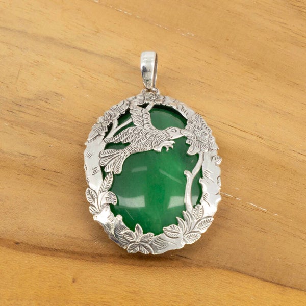 Groene agaat hanger kolibrie