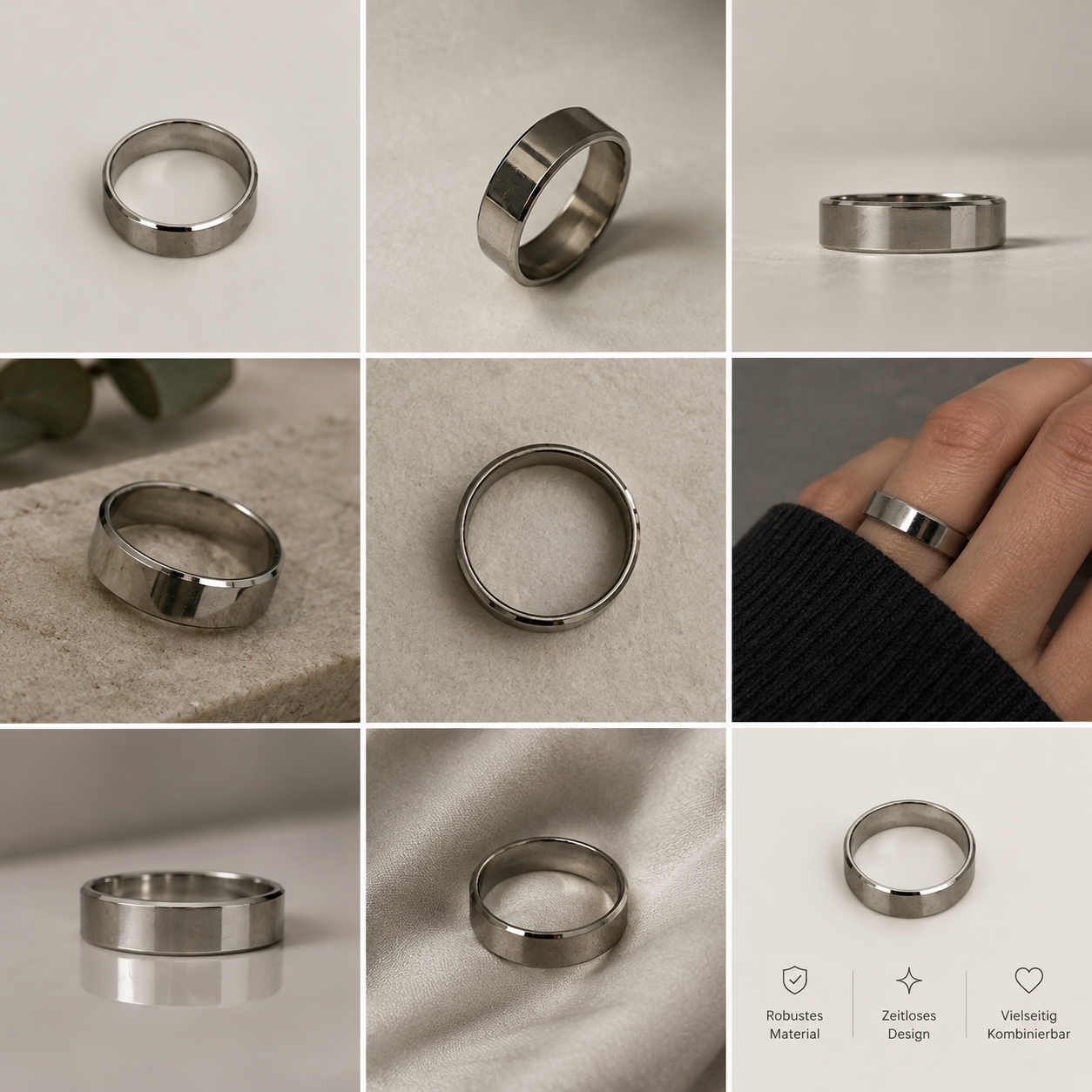 Silberner Edelstahl-Ring