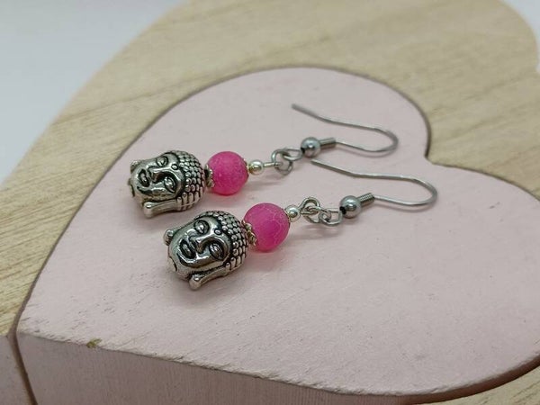 Oorbellen met roze Agaat