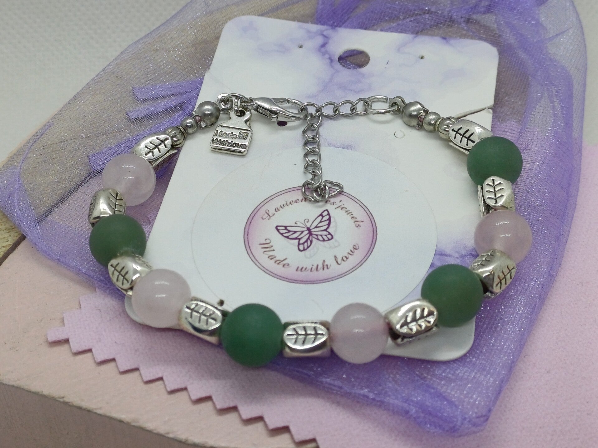 Armband met Rozenkwarts en Agaat