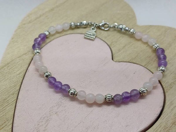 Armband met Rozenkwarts en Amethist