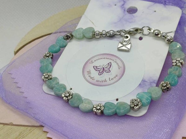 Armband met groene Aventuryn harten