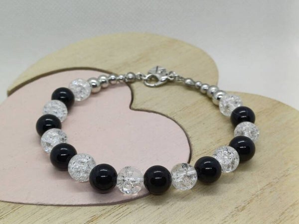 Armband met zwart Onyx en bergkristal