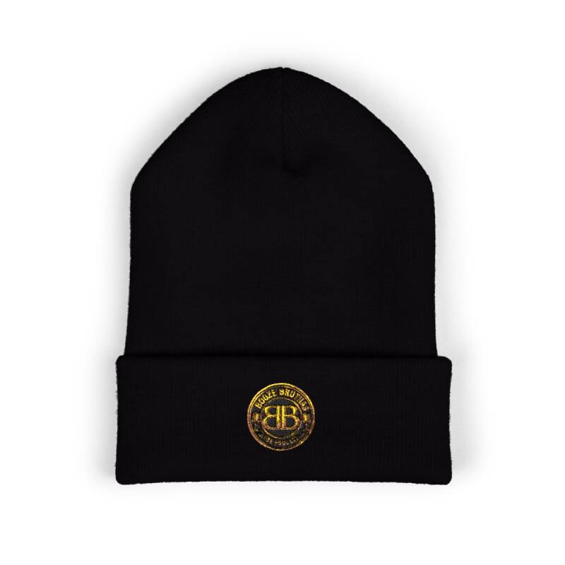 Embroidered Crest Cuffed Beanie