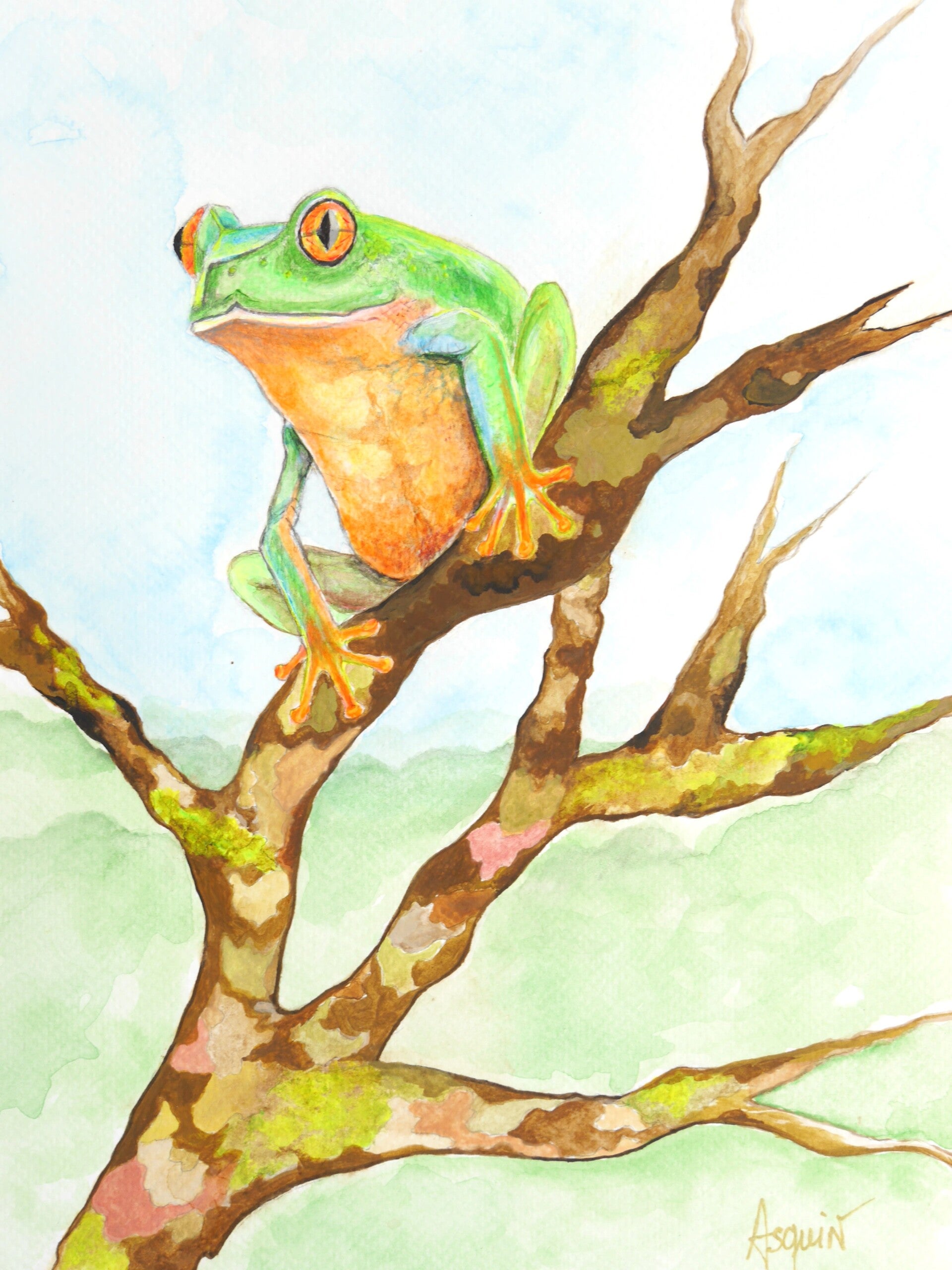 GRENOUILLE "Miss green" Oeuvre originale