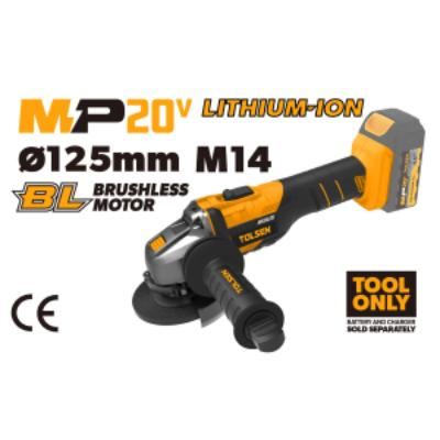 TOLSEN BRUSHLESS SMERIGLIATRICE Angolare a batteria mm.125 20V NUDA