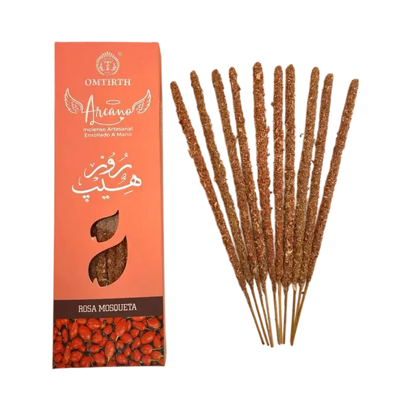 Incienso Natural Rosa Mosqueta Omtirth Arcano - 10 barritas incienso orgánico artesano