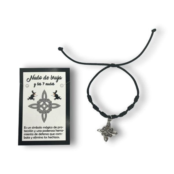 Pulsera Nudo de Bruja y 7 nudos negra