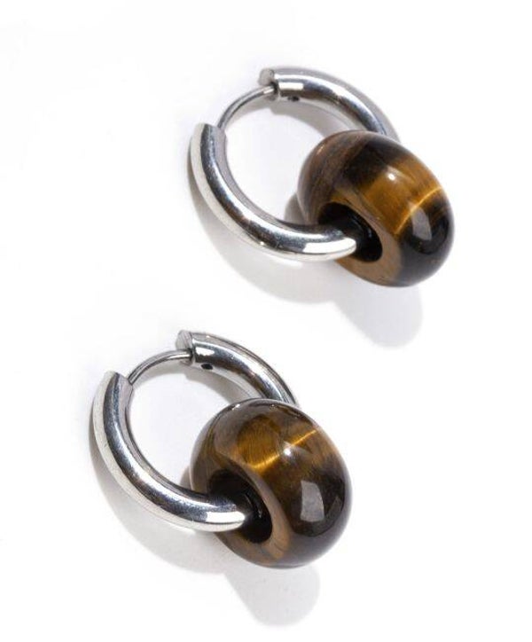Pendientes Hope de acero inoxidable y plata con ojo de tigre
