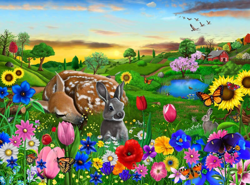 gentle pastures-fawn-rabbit-farm-flowers