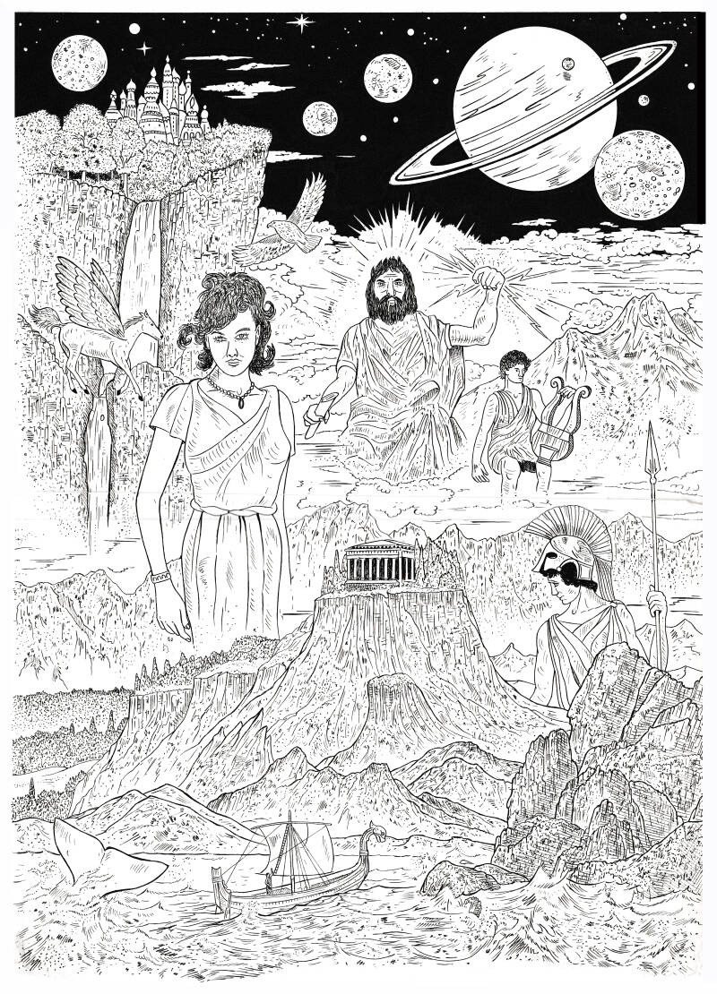 pennies in my wishing well-Olympian God's drawing