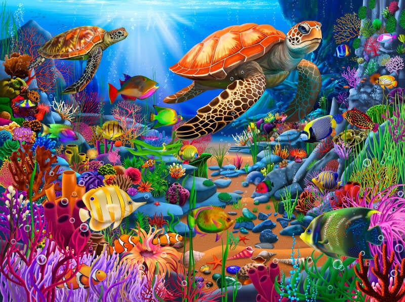 wondrous-ocean-world-turtle-undersea-coral-reef