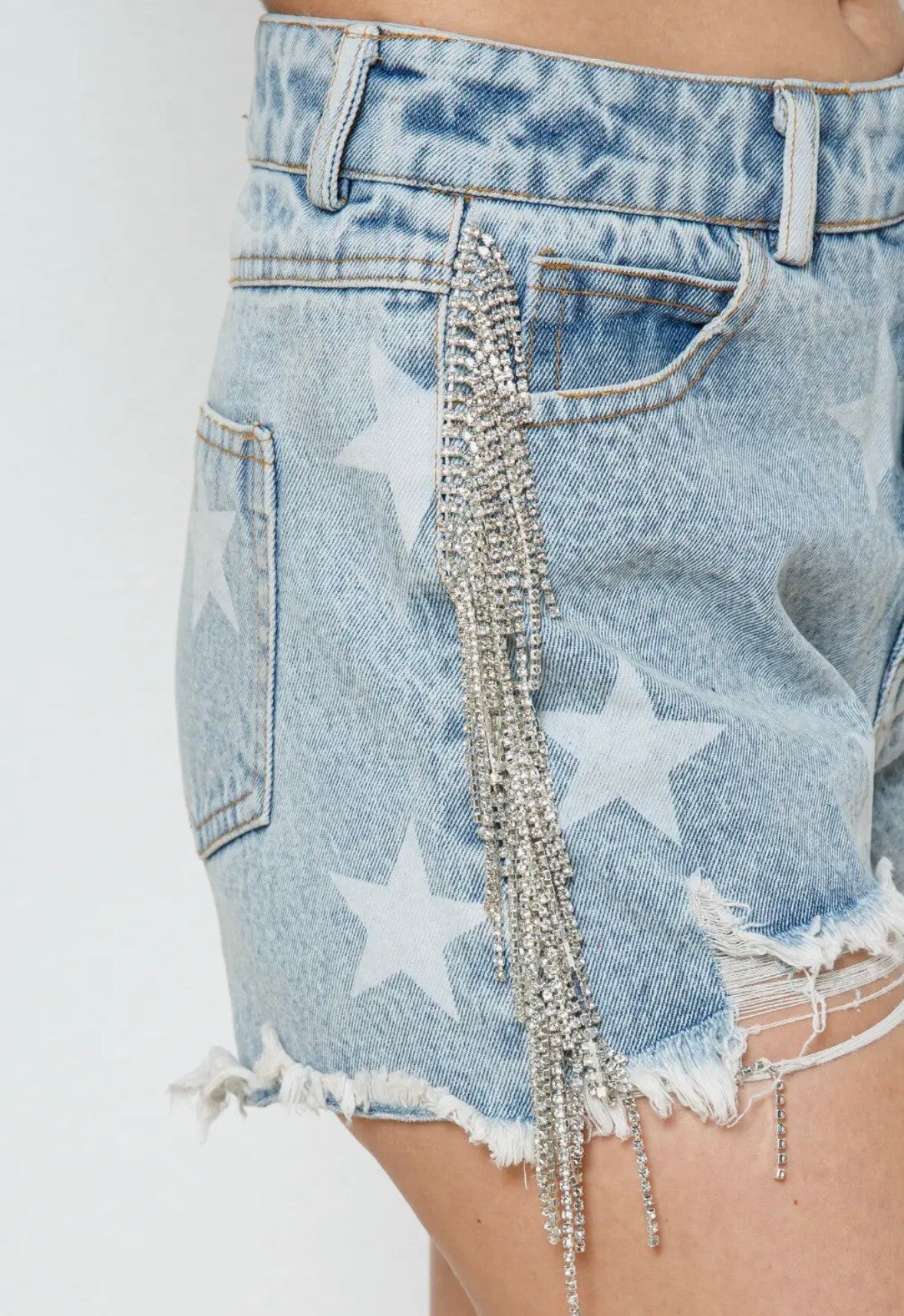 Rhinestone fringe STAR shorts