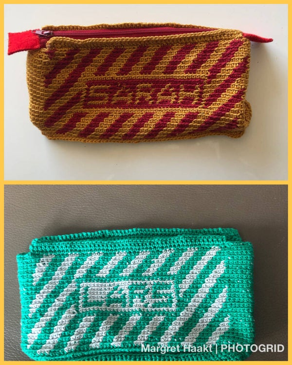 Etui voorzien van naam voor stiften, make-up etc.