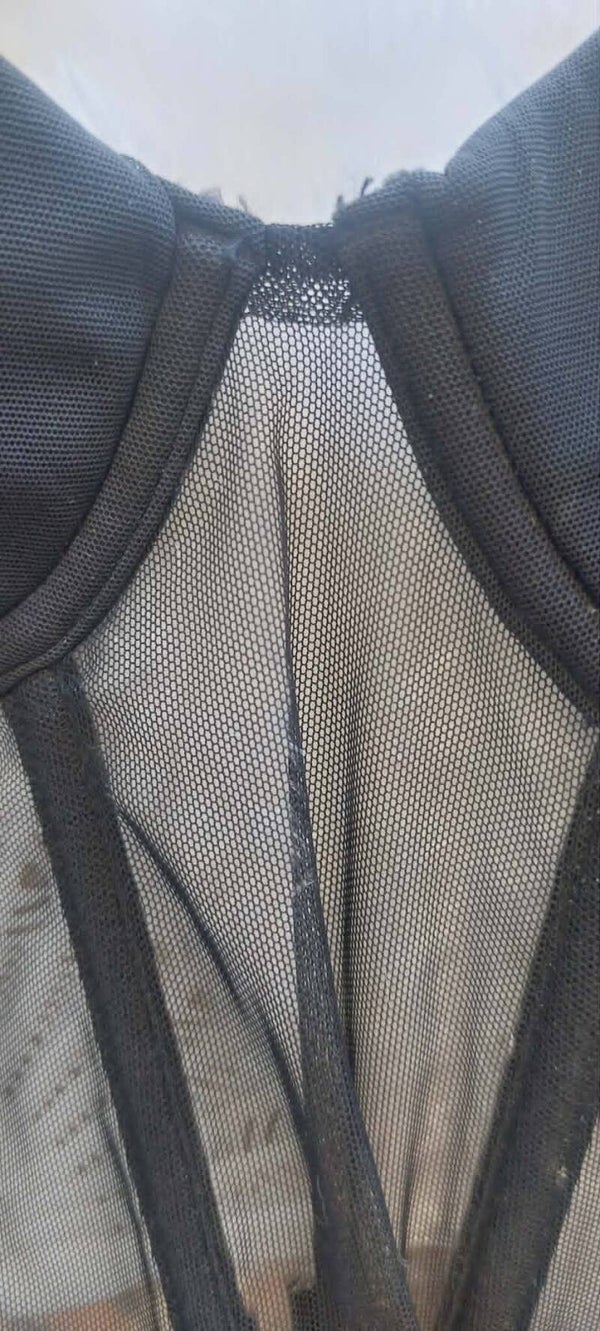 Bustier Noire Voilée — Zwart Dessous met Balijnen in Maat 34/36 (B‑cup)