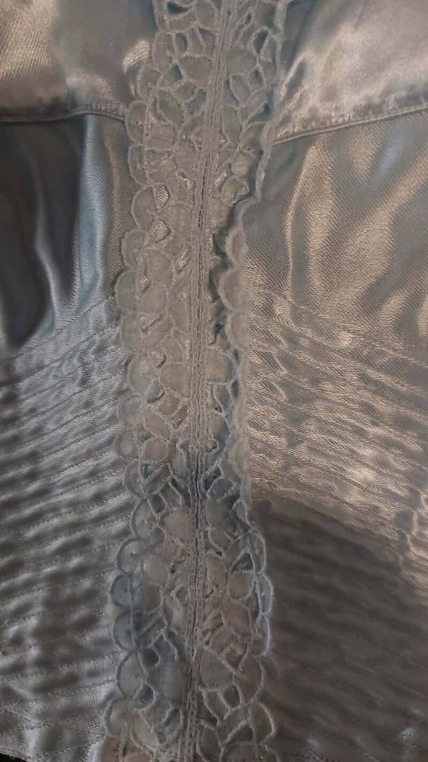 Vintage Satijnen Bustier · Pfirsichhaut · Lichtblauw