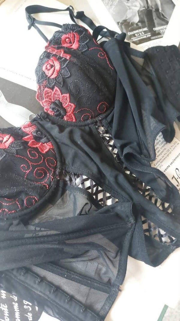 Bustier · Rood/Zwart · 70B - Dessous