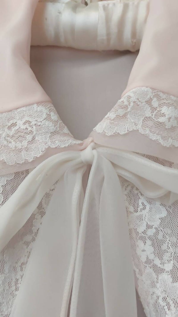 Peignoir – lichtroze wit kant – 40/42 · dessus