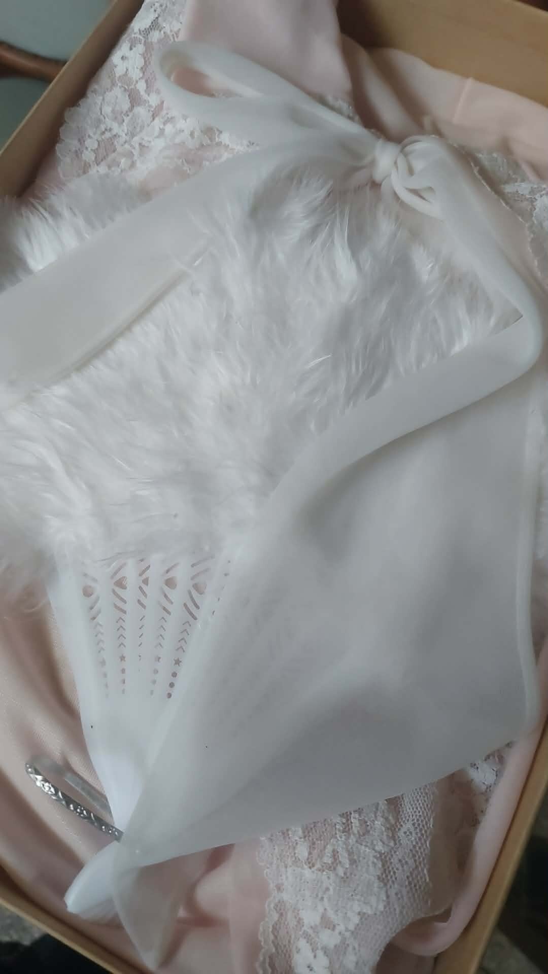 Peignoir – lichtroze wit kant – 40/42 · dessus