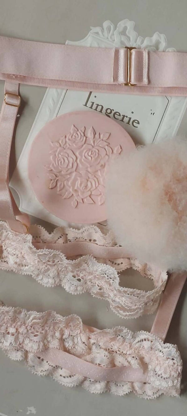 Trésor Trouvé de Boudoir — Poederroze Heupgordel met Kousenbanden (Stock Vintage Edition)