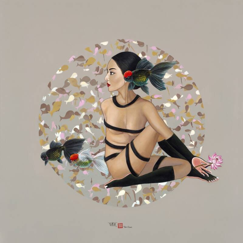 Fish goddess by Terri Duan - yoga art
