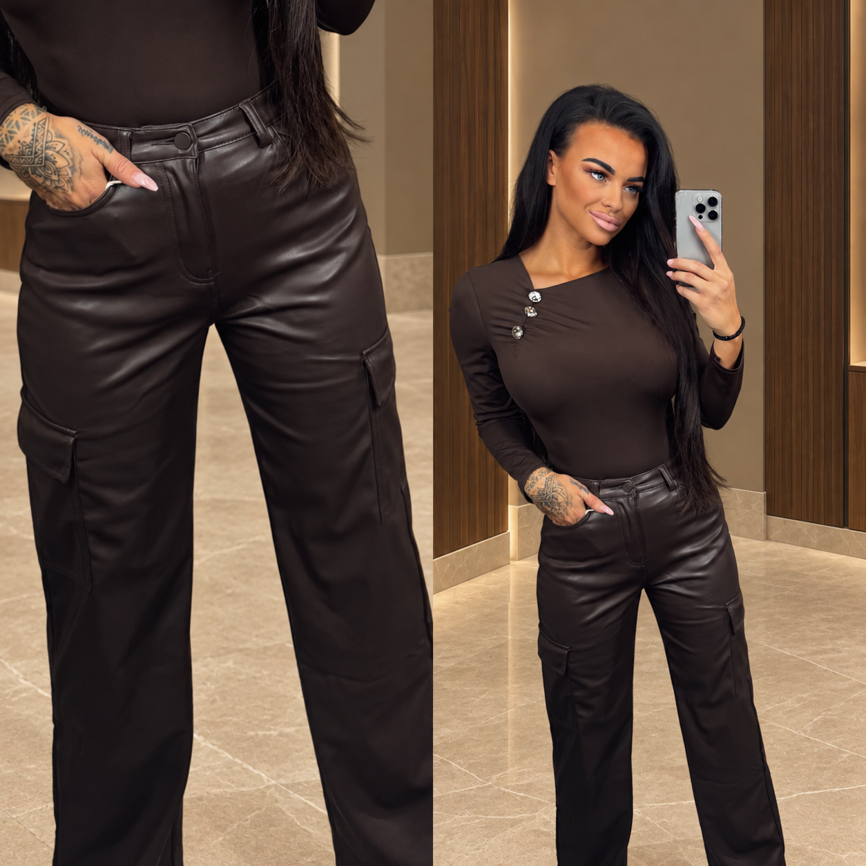broek bruin leder 000-6