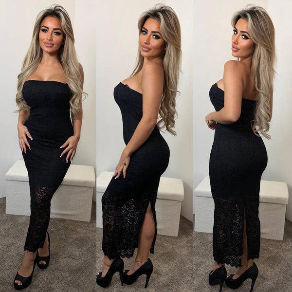 off shoulder dress zwart 1397