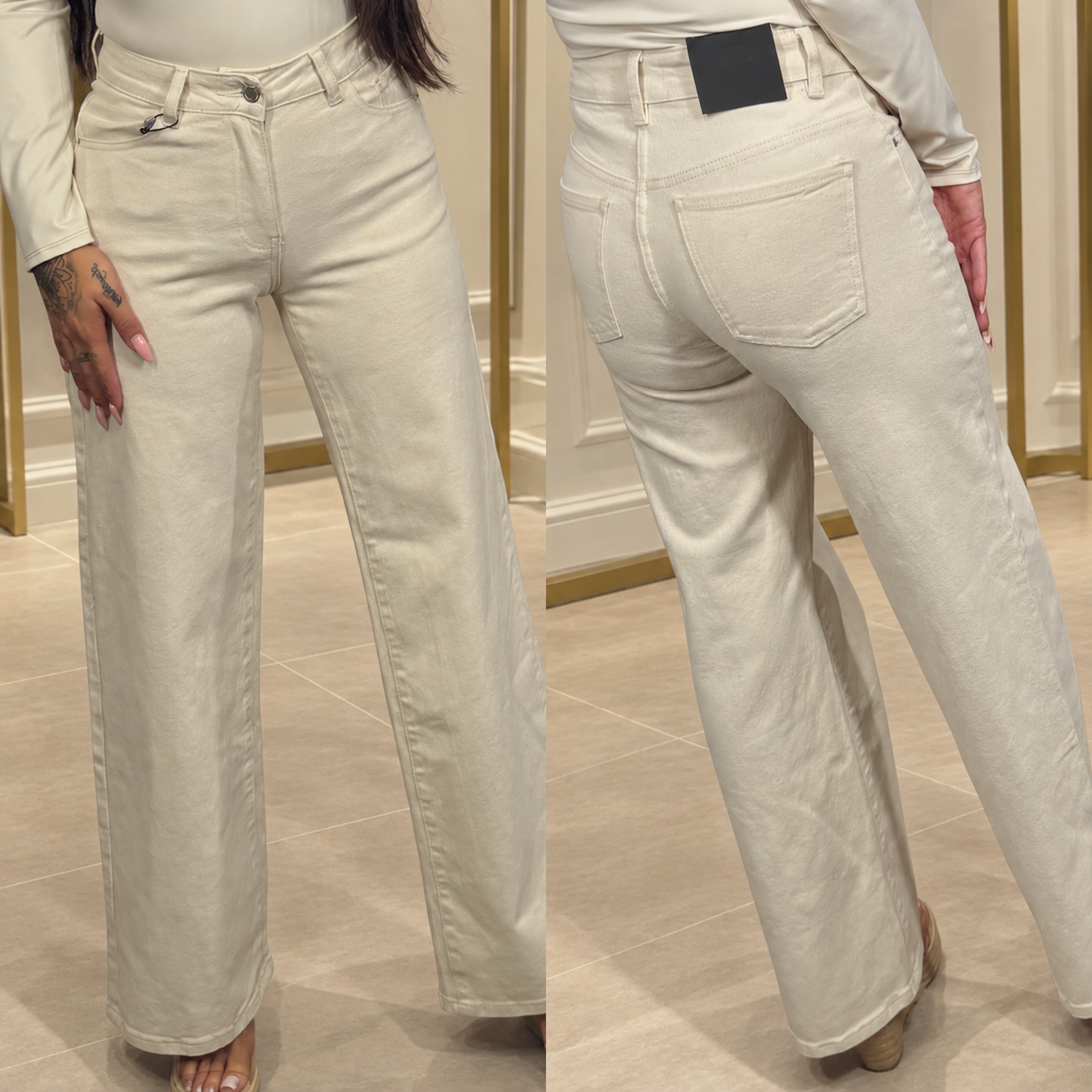 Wide leg jeans crème LAULIA