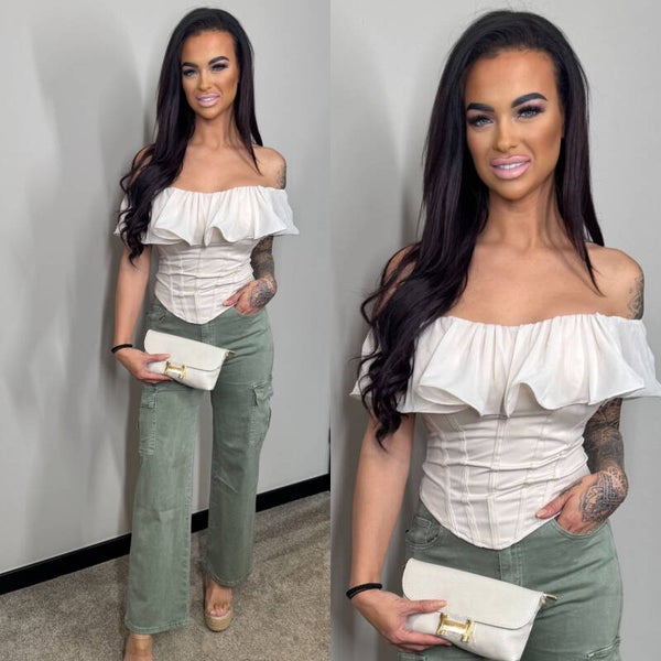 Off shoulder top crème fleur 12001