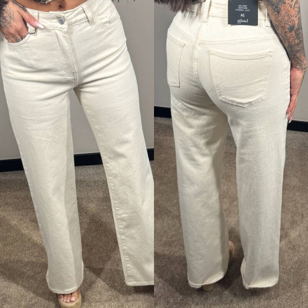 Wide leg jeans crème LAULIA