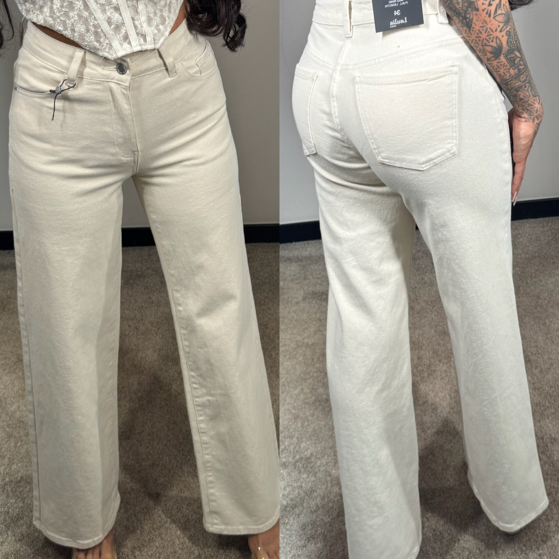 Wide leg jeans crème LAULIA
