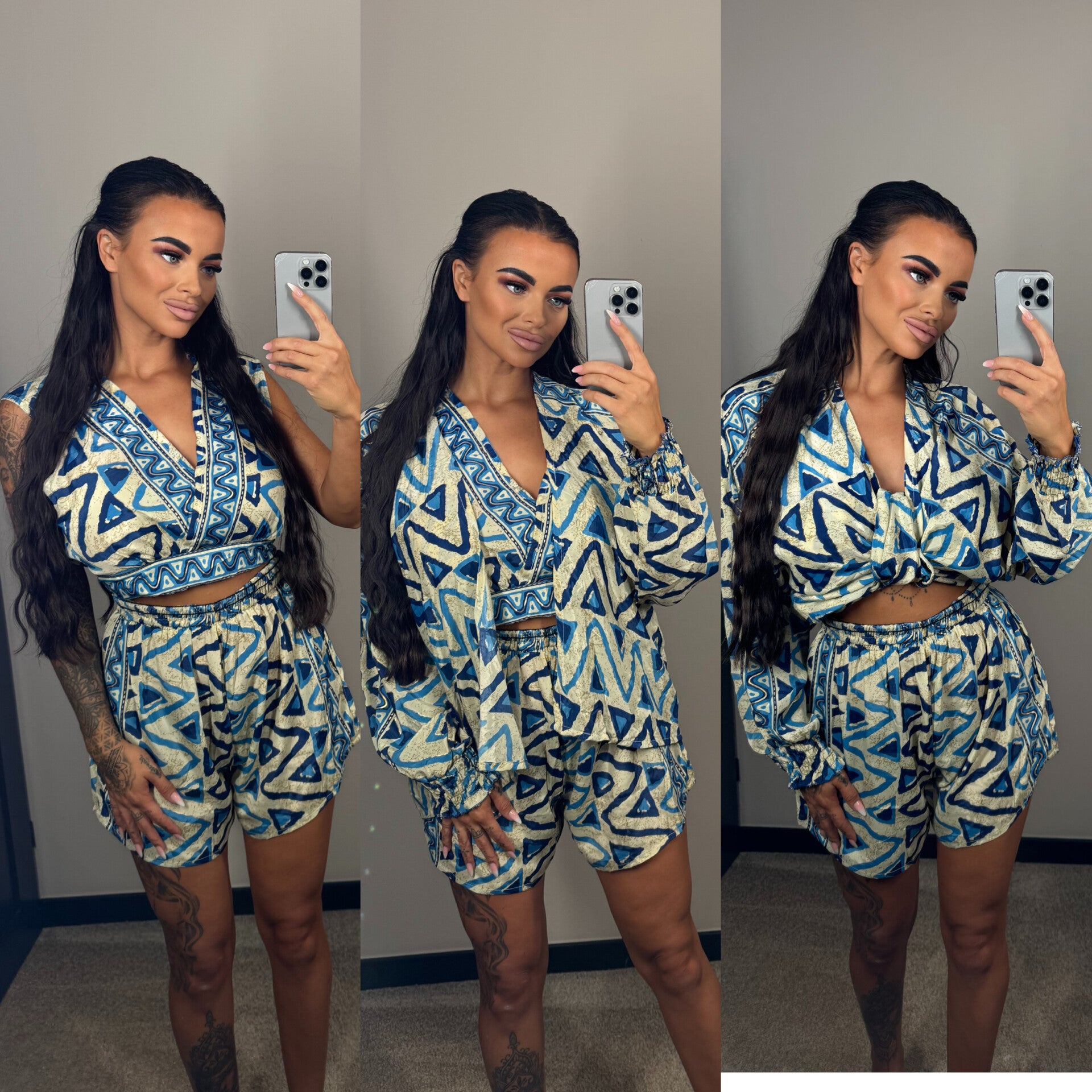 3 delig set blauw