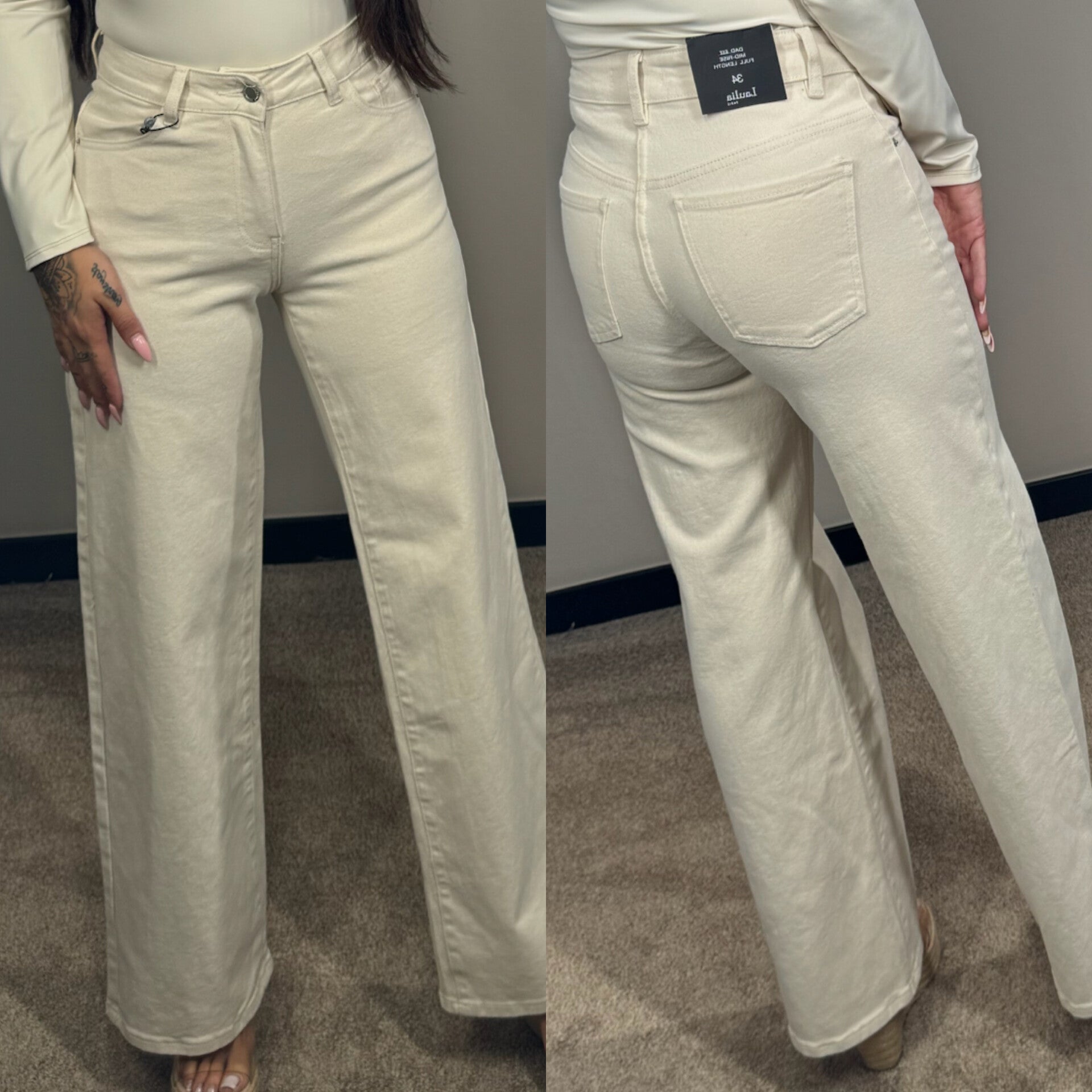 Wide leg jeans crème LAULIA