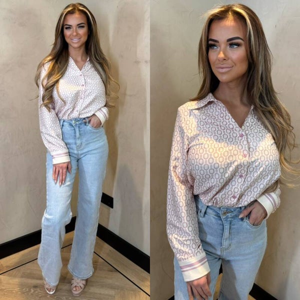 Lulumary travel blouse print licht roze 352