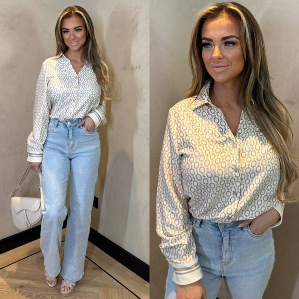 Lulumary travel blouse print beige 352