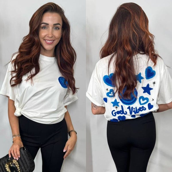 T-shirt Smiley blauw 7230