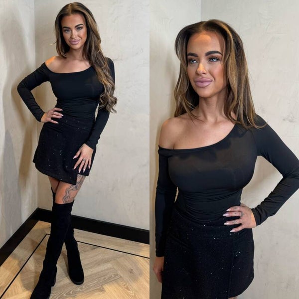 Jayleigh one-shoulder body zwart 10031