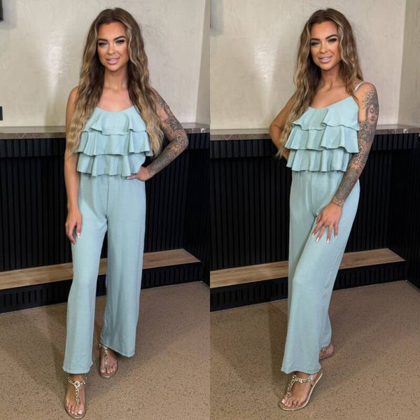 Ruffle seven jumpsuit mint groen 20915