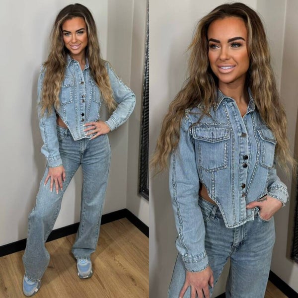 Laulia denim spijker jacket met steentjes 1DY14