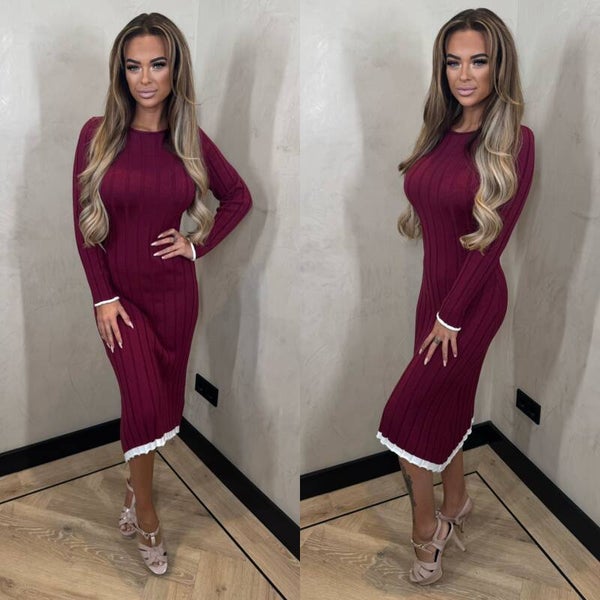 Lange jurk Hope bordeaux rood 24575