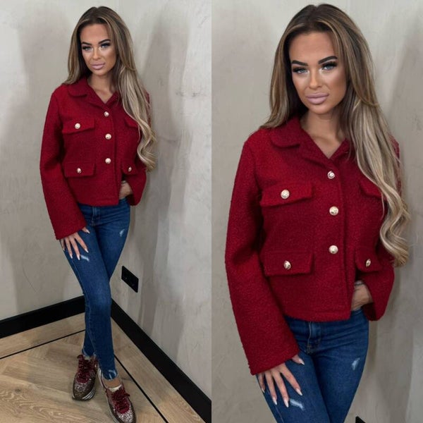 Amy teddy bomper jacket bordeaux