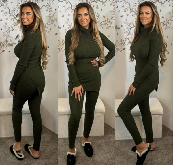 2 delig rib set col army 5572