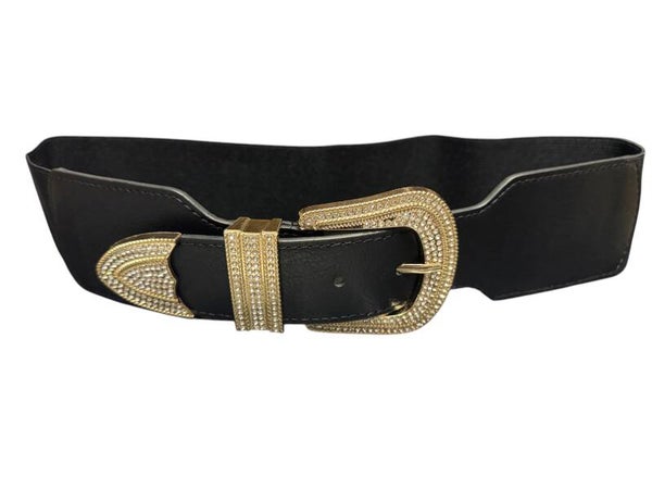 Bind riem elastiek zwart diamond gesp